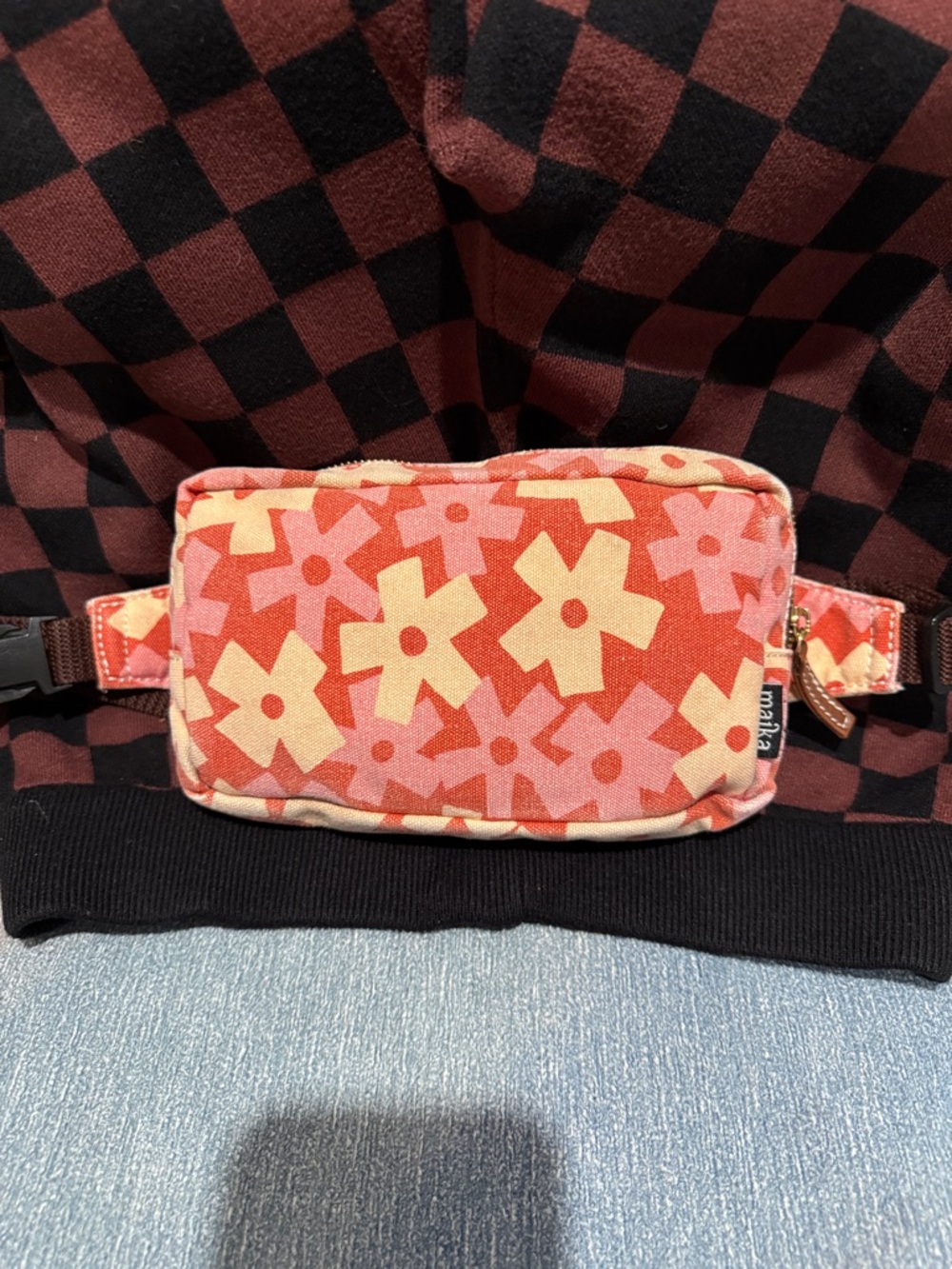 Maika Floral Mini Waist Bag in Coral, Peach & Cream